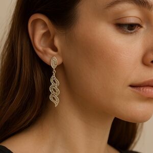 Filigree Silvertone Earrings Dangle Pierced 2” long